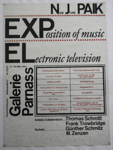 Nam June Paik, ‘Exposition of Music – Electronic Television: Exhibition Poster’, 1963