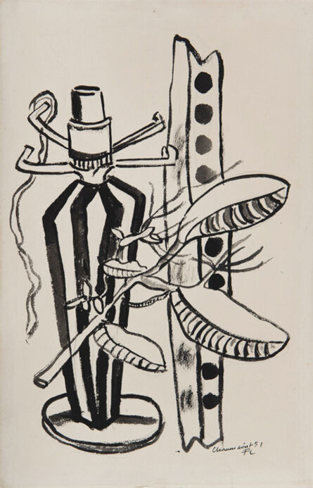 Fernand Léger, ‘Nature morte au pied de lampe et branche’, 1951