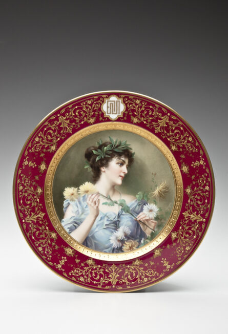 Bruno Geyer, ‘Cabinet plate with dark-haired beauty; for Ceramic Art Company, Trenton’, 1904
