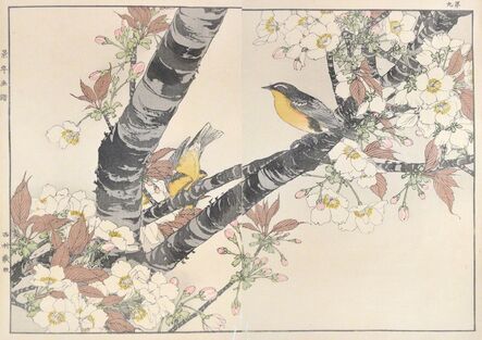 Imao Keinen and Morizumi Yugoyo, ‘Cherry Blossoms and Narcissus Flycatchers’, 1891