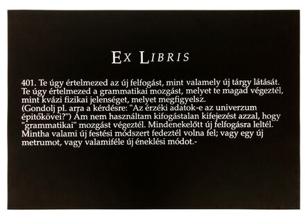 Joseph Kosuth, ‘Ex Libris: 401’, 1984