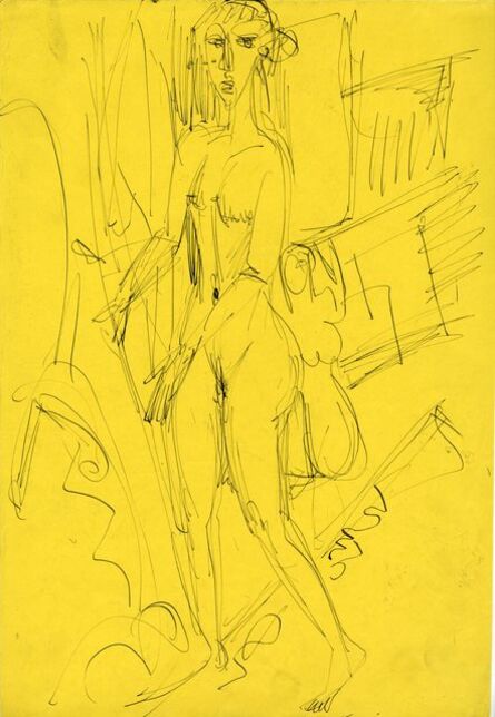 Ernst Ludwig Kirchner, ‘Stehendes nacktes Mädchen (Gerda) (Standing Nude Girl (Gerda))’, 1915