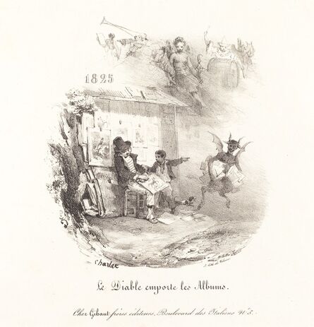 Nicolas-Toussaint Charlet, ‘Le Diable emporte les Albums (The Devil Runs Off with the Lithograph Albums)’, 1825