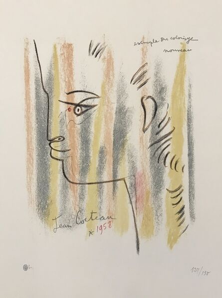 Jean Cocteau, ‘Profile in Yellow, Pink, and Green’, ca. 1960