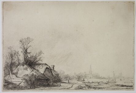 Rembrandt van Rijn, ‘Cottage beside a Canal with a View of Ouderkerk’, ca. 1641