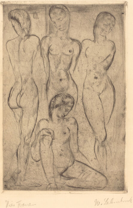 Wilhelm Lehmbruck, ‘Four Women; Three Standing, One Sitting (VierFrauen; drei stehend, eine sitzend)’, 1913