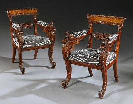 Unknown, ‘AN OUTSTANDING PAIR OF REGENCY PERIOD CARVED OAK ARMCHAIRS’, ca. 1820