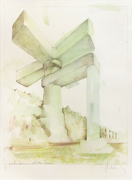 Claes Oldenburg, ‘Proposal for a Cathedral in the Form of a Sink Faucet for Lake Union, Seattle, WA’, 1972
