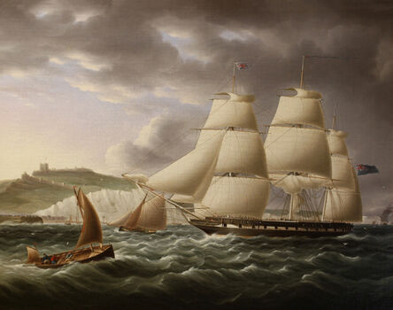 James E. Buttersworth, ‘Naval Frigate Sailing Past Dover Castle’, 1850-1855