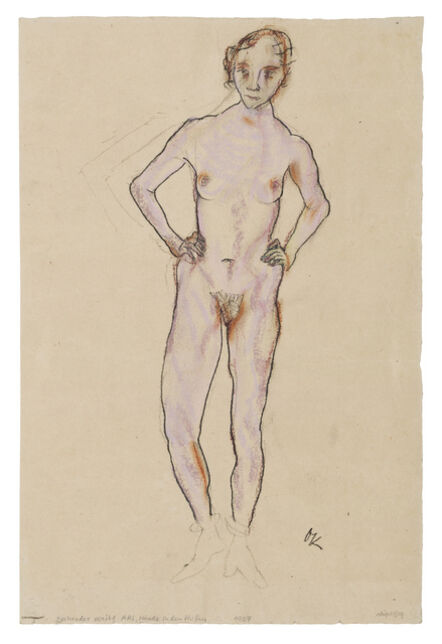 Oskar Kokoschka, ‘Standing Female Nude, Hands on Hips’, 1912