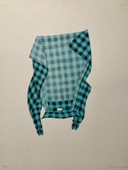 George Schneeman, ‘Untitled Still Life Hanging Plaid Shirt, Figurative Poetry Lithograph’, 1980-1989