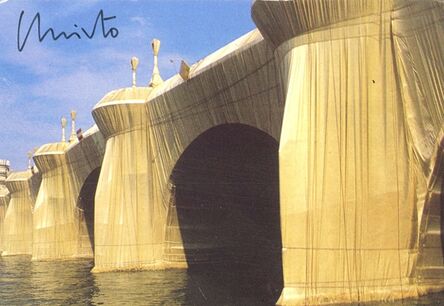 Christo, ‘Prospective Card for "Christo: The Pont Neuf Wrapped" (Hand Signed by both Jeanne-Claude and Christo), from the Estate of Aviva and Jacob Bal Teshuva ’, 1985