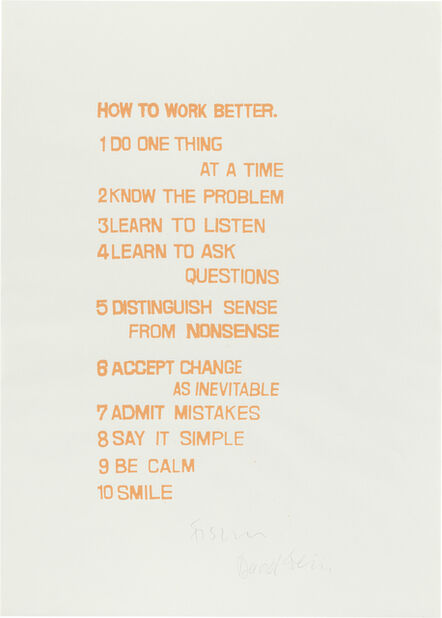 Peter Fischli & David Weiss, ‘How to Work Better’, 1991