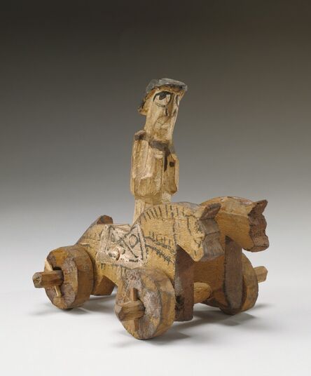 ‘Toy in the Shape of a Rider and Two Horses on Wheels’,  4th century