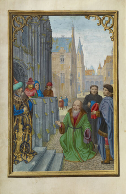 Simon Bening, ‘Joseph of Arimathea Before Pilate’, 1525-1530