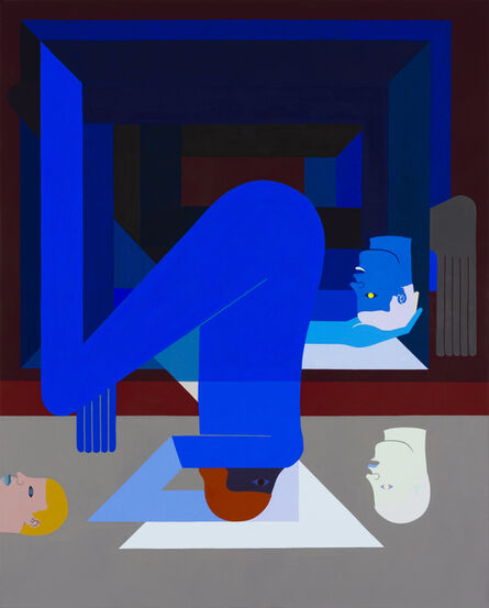 Richard Colman, ‘Inverted (Blue) Figure, On Red; (3 Heads), Present, Past And Future’, 2018