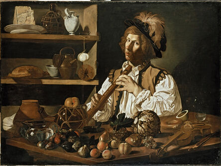 Cecco del Caravaggio, ‘Interior with a Young Man holding a Recorder’, 1615-1620