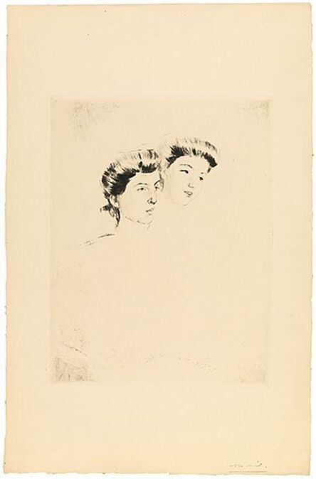 Mary Cassatt, ‘Heads of Two Young Women Looking to Right’, ca. 1898