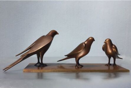 Gwynn Murrill, ‘3 Birds on Bronze Plate’