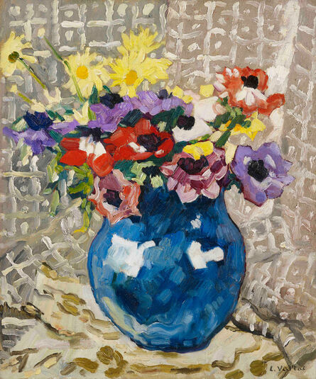 Louis Valtat, ‘Anémones et marguerites au vase bleu,’, 1933