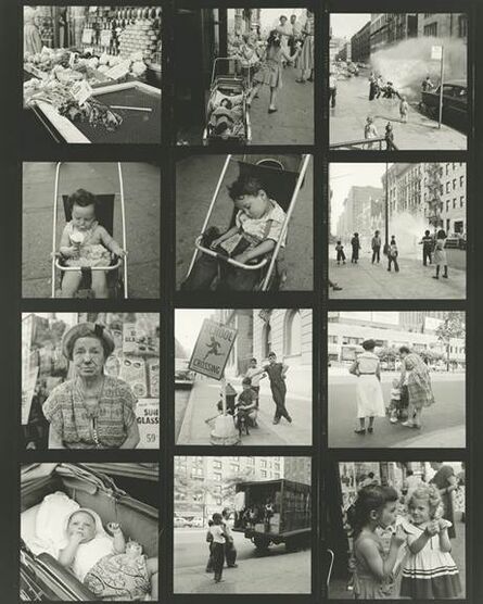 Vivian Maier, ‘vm1954w02925 - Untitled, 1954 (Contact Sheet), Kids and Strollers’, Printed 2017