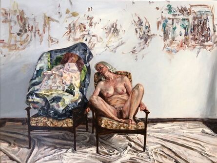 Amanda Davies, ‘The artist's model, with crushed Stoner painting’, 2019