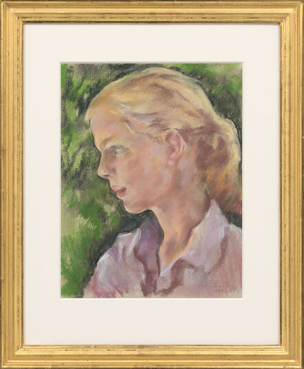 Lotte Laserstein, ‘Junges Mädchen in violetter Bluse im Profil’, 1979