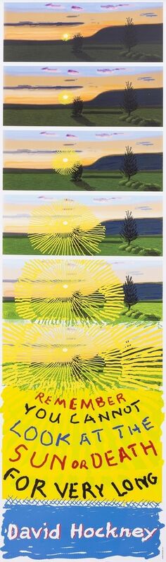 David Hockney, ‘Remember That You Cannot Look At the Sun or Death for Very Long’, 2021, Print, Lithograph printed in colours with screenprint in yellow, Forum Auctions