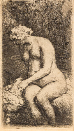 Woman Bathing Her Feet at a Brook