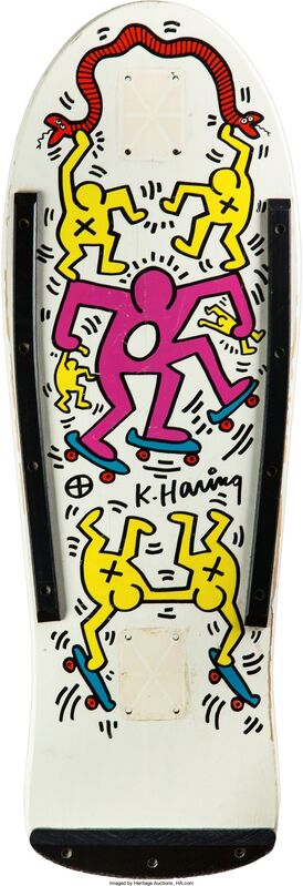 Keith Haring, ‘White/Pink/Yellow’, Other, Screenprint on skate deck, Heritage Auctions