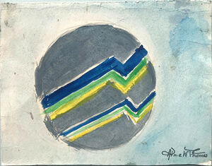 Untitled (Circular Form in blue, gray green and yellow) 
