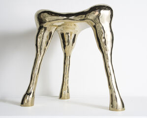 Unique Aster Hex stool in brass tile. 