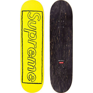 KAWS Supreme Chalk Logo Skateboard  (Yellow)