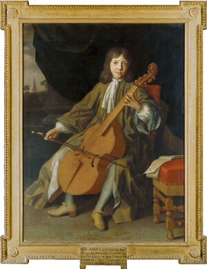 Sir John Langham, Bt. (1671 – 1747), as a boy aged 12, playing the viola da gamba