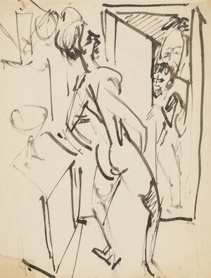 Nude Girl and Male Figures in a Doorway