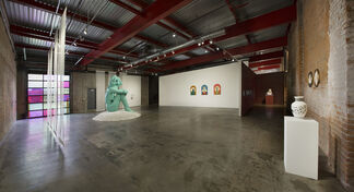 The Five Realms + Tiles, Grates, Poles, Rocks, Plants, and Veggies, installation view