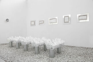 Detritus in white, installation view