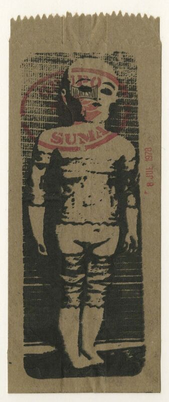 Grupo Suma, ‘Untitled’, 1978, Drawing, Collage or other Work on Paper, Ink stamp on paper (peanut bag), Bienvenu Steinberg & Partner