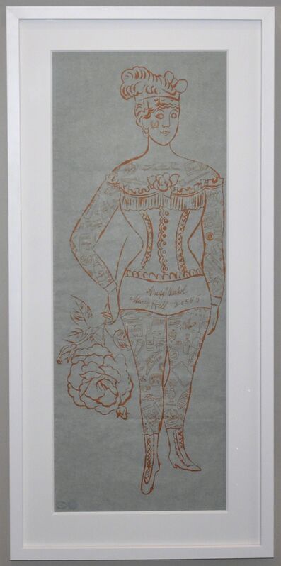 Andy Warhol, ‘Tattooed Woman Holding Rose’, ca. 1955, Print, Offset lithograph printed in colors on green paper, Georgetown Frame Shoppe