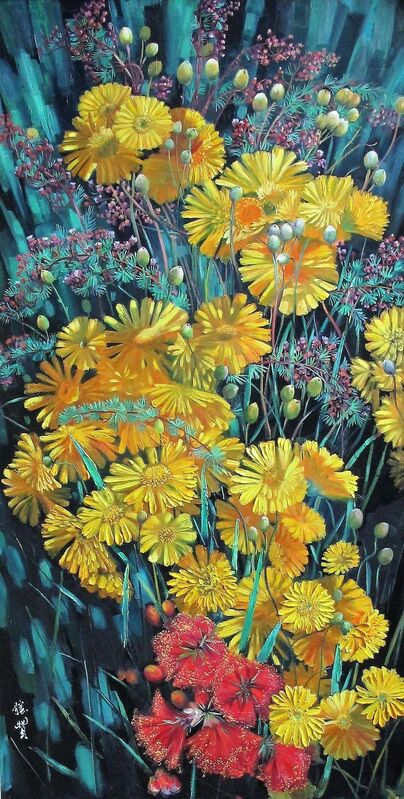 Zhang Shengzan 张胜赞, ‘Blossom in fireworks’, 2018, Painting, Oil on canvas, A-Art Shengzan Gallery