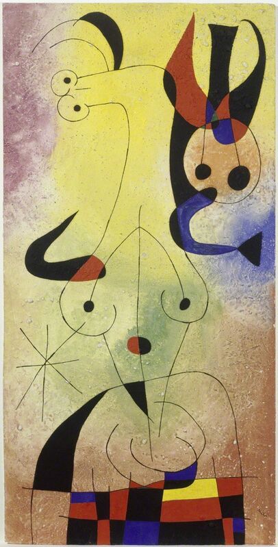 Joan Miró, ‘L' aube parfumée par la pluie d'or (Dawn Perfumed by a Shower of Gold)’, 1954, Painting, Watercolor and plaster on composition board, San Francisco Museum of Modern Art (SFMOMA) 
