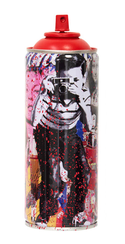 Mr. Brainwash, ‘'Smile (Full), 2020' (red) Spray Can’, 2020, Sculpture, Spray paint can (empty), hand-finished in red paint splatter by the artist.  Comes with black display box., Signari Gallery