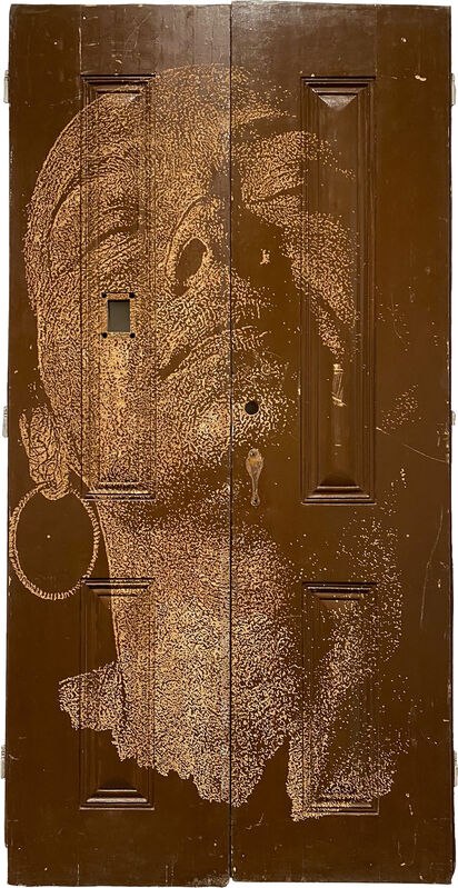 Vhils, ‘Dispersal Series #20’, 2020, Sculpture, Hand-carved old wooden door, AURUM GALLERY