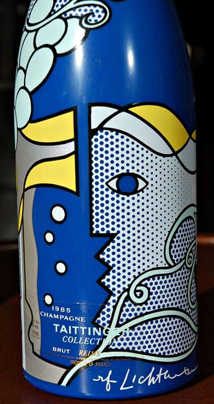 Roy Lichtenstein, ‘Champagne Bottle and Presentation Case ’, 1985, Design/Decorative Art, Limited Edition decorative Vintage Champagne Bottle and Presentation Case. Plate Signed., Alpha 137 Gallery