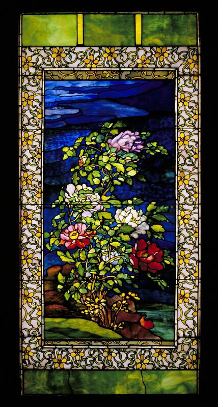 John La Farge, ‘Window: Peonies in the Wind’, ca. 1893, Design/Decorative Art, Leaded glass with copper foil, Seattle Art Museum