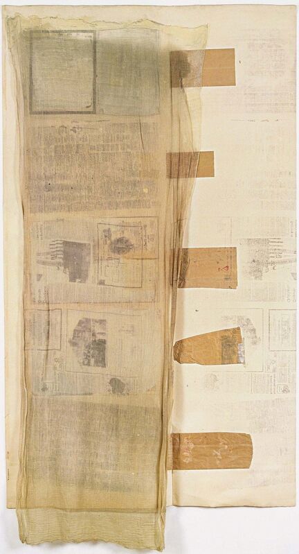 Robert Rauschenberg, ‘Untitled’, 1974, Solvent transfer on fabric and paper bag collage, and paint on linen-backed paper, Robert Rauschenberg Foundation