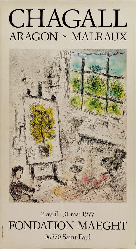 Marc Chagall, ‘Aragon-Malraux, Fondation Maeght Poster’, 1977, Ephemera or Merchandise, Original Stone Lithographic Gallery Exhibition Poster, David Lawrence Gallery