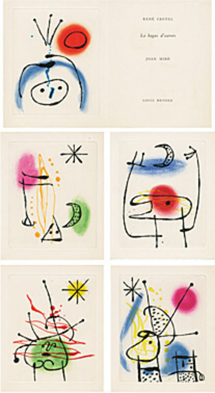 Joan Miró, ‘La bague d'aurore (René Crevel) (Der Ringe der Morgenröte)’, 1957, Books and Portfolios, Book including 1 etching black/white and 5 coloured aquatint etchings, Galerie Boisseree