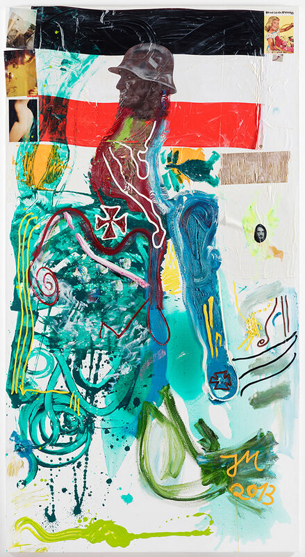 Jonathan Meese, ‘DR. LUFTBALLON (DU WARST MAL MOOMIN) D'AMOUR "INBETWEENIE"’, 2013, Painting, Oil, acrylic and cut-and-pasted paper on canvas, David Nolan Gallery
