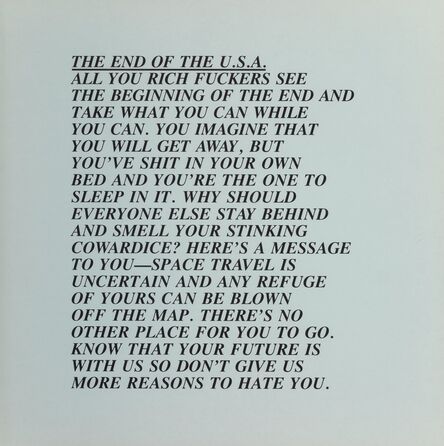Jenny Holzer, ‘The End of the USA, from Inflammatory Essays’, 1982